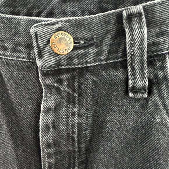 Vintage Rustler Black Washed Jeans 90's Y2K Grunge Straight Fit men's size 32 - Picture 7 of 13